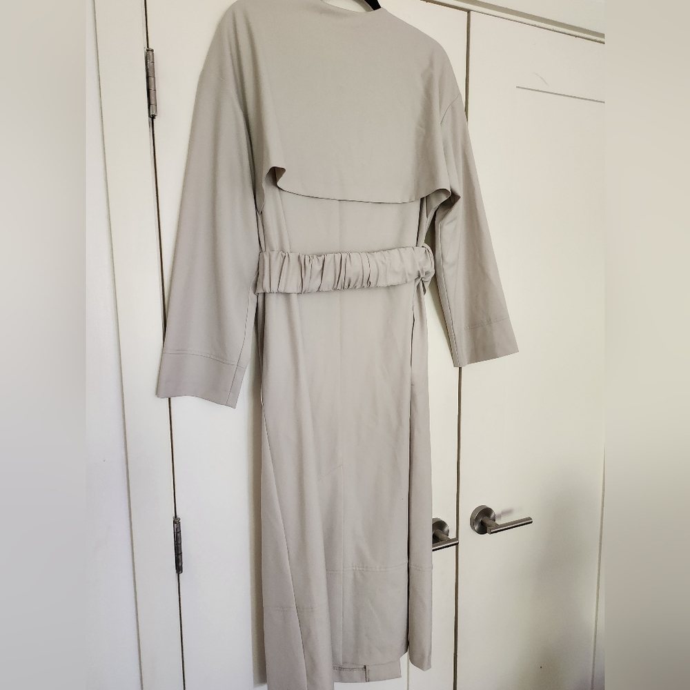 12 STOREEZ Trecnh Midi Belted Dress Size Large New - Picture 2 of 6